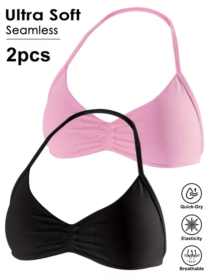 Plunge Bra Push Up - قطعتان من توبات رياضية نسائية بدون