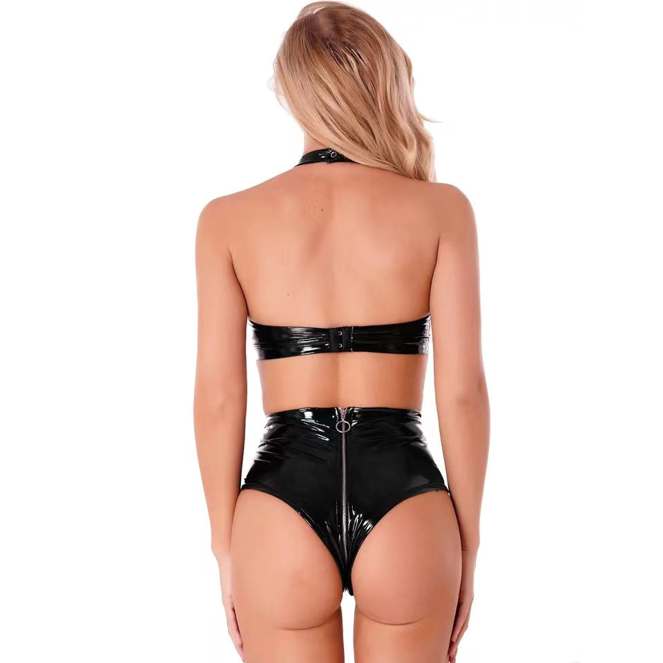 مثير أسود لامعة بولي اللاتكس م - مراجعة Plunge Bra Push Up وسعره